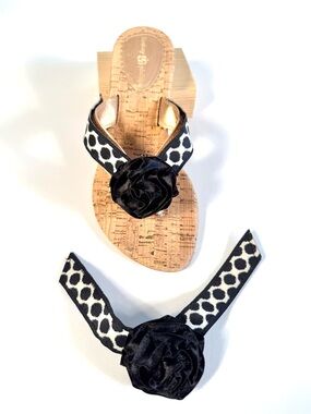 Lindsay Phillips SwitchFlops Black White Dot Interchangeable Straps Sz M
